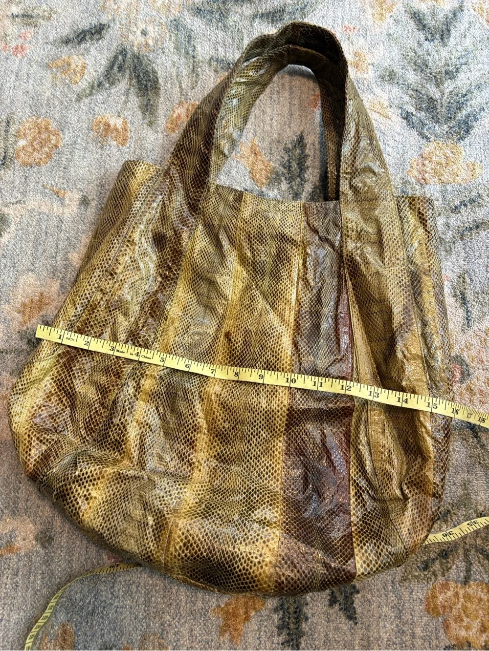Beirn Jenna Tote Bag Genuine Watersnake Snakeskin Metallic Gold Large